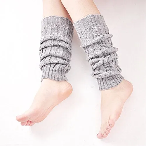 2 Pack of Womens Cable Knit Leg Warmers Knitted Crochet Long Socks