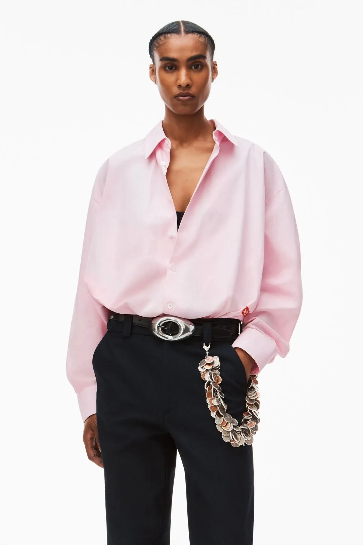 alexanderwang.t Logo Apple Patch Cotton Shirt - Light Pink