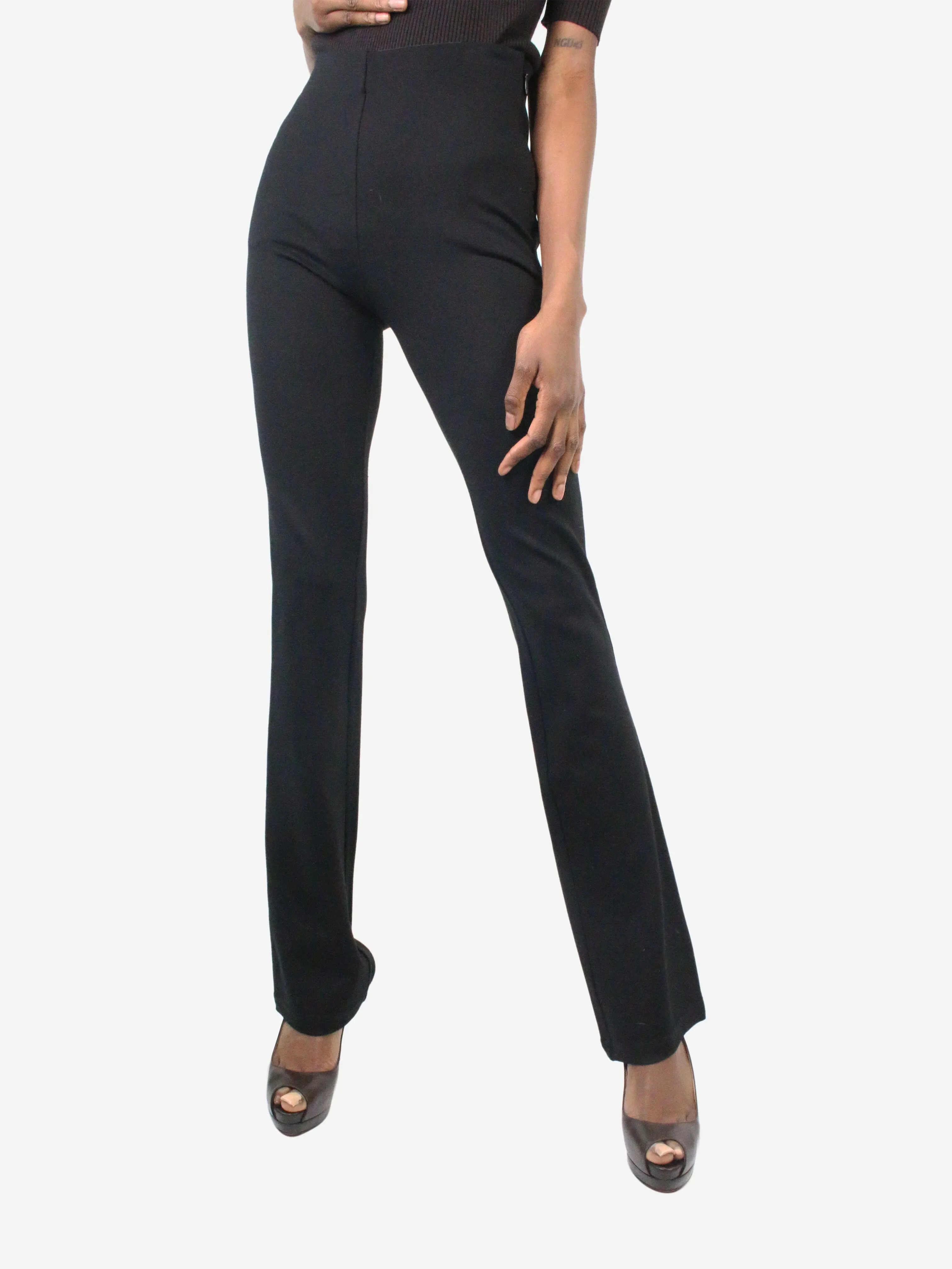 Black slim straight-leg trousers - size EU 32