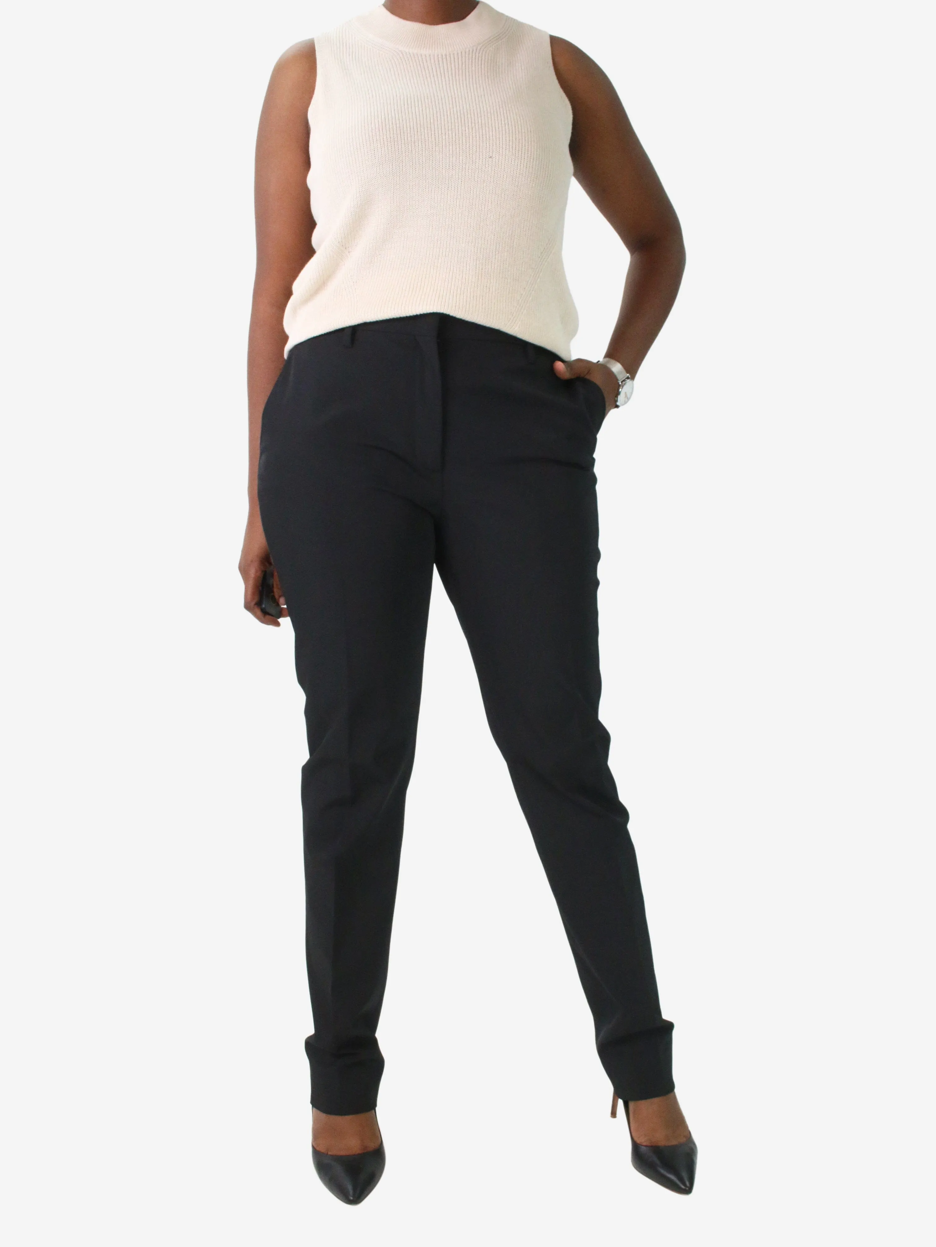 Black tailored straight-leg trousers - size IT 46