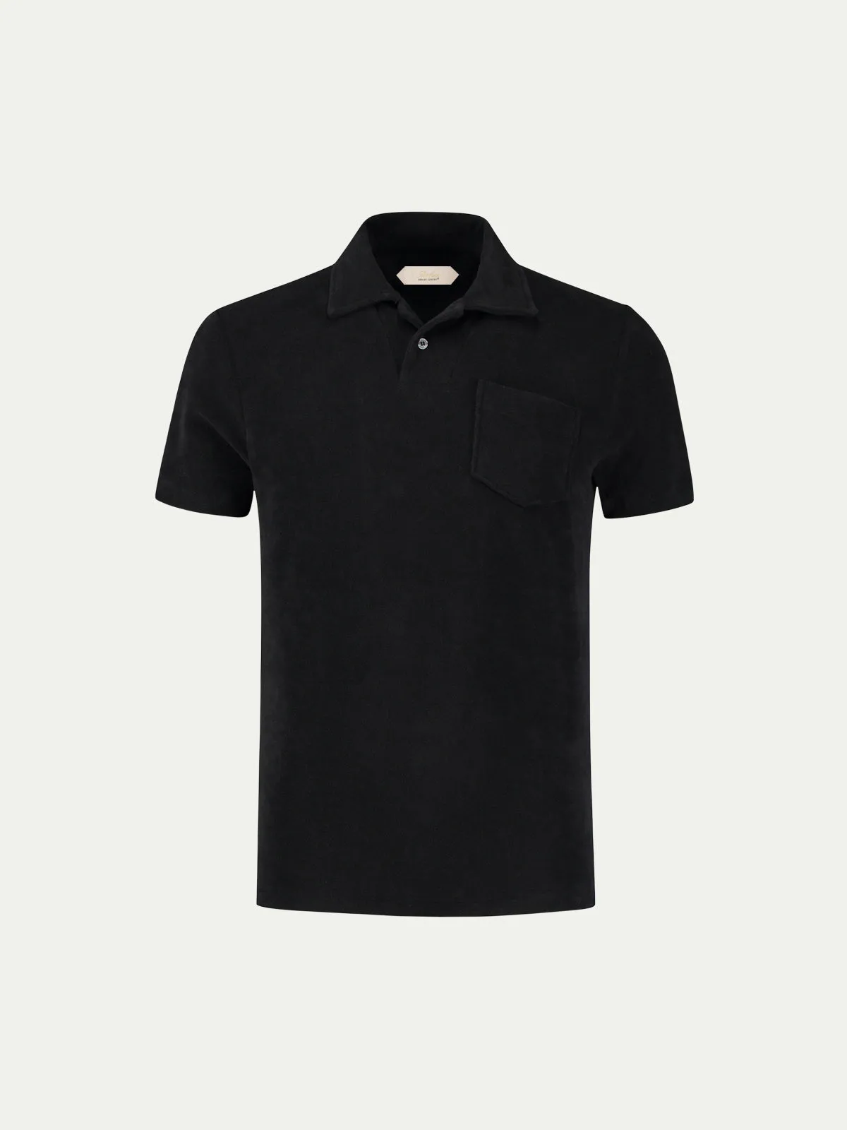 Black Terry Towelling Polo Shirt