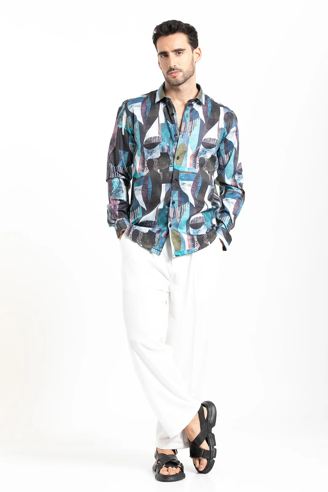 Blue Abstract Print Shirt