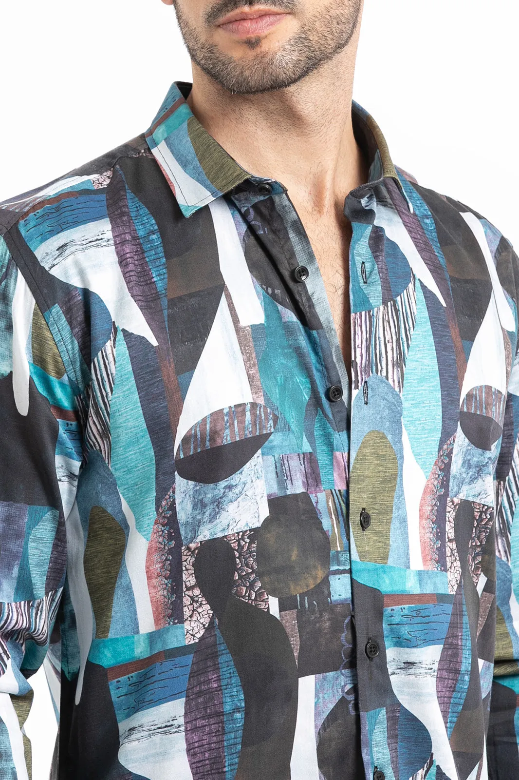 Blue Abstract Print Shirt