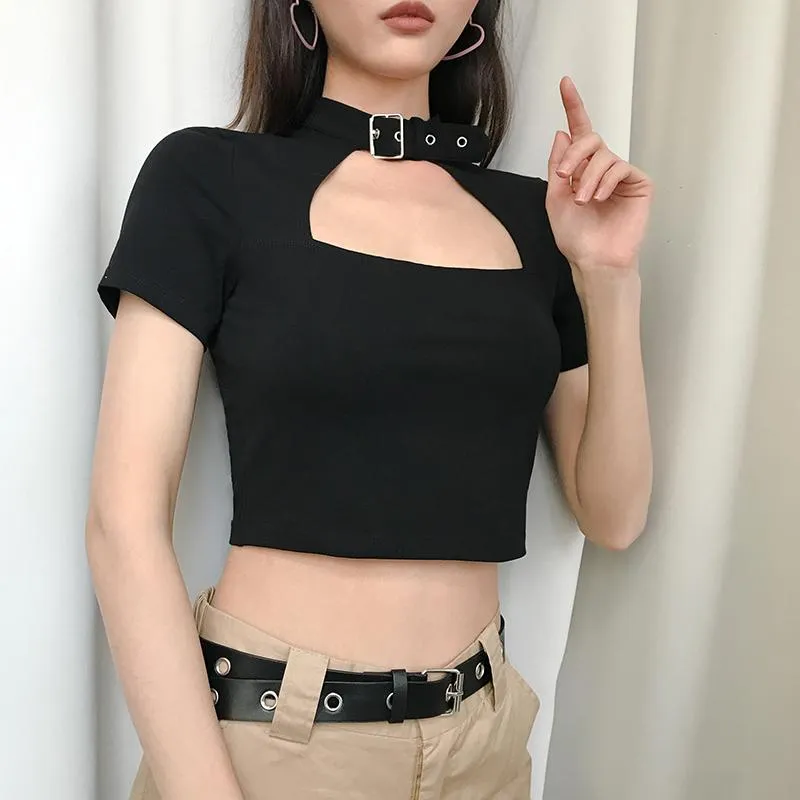 Buckle Collar Top