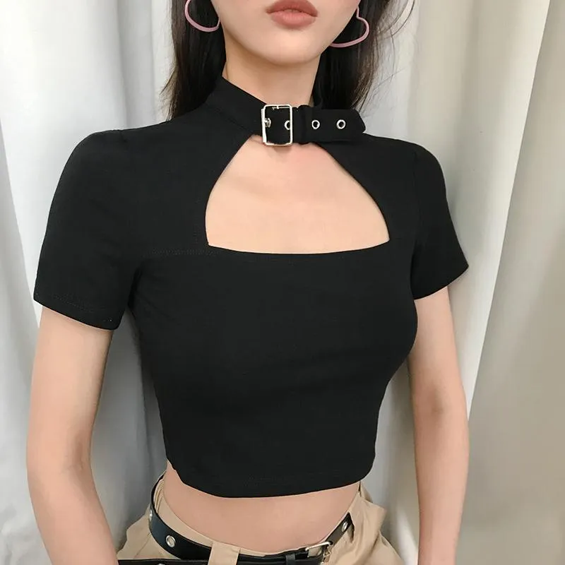 Buckle Collar Top