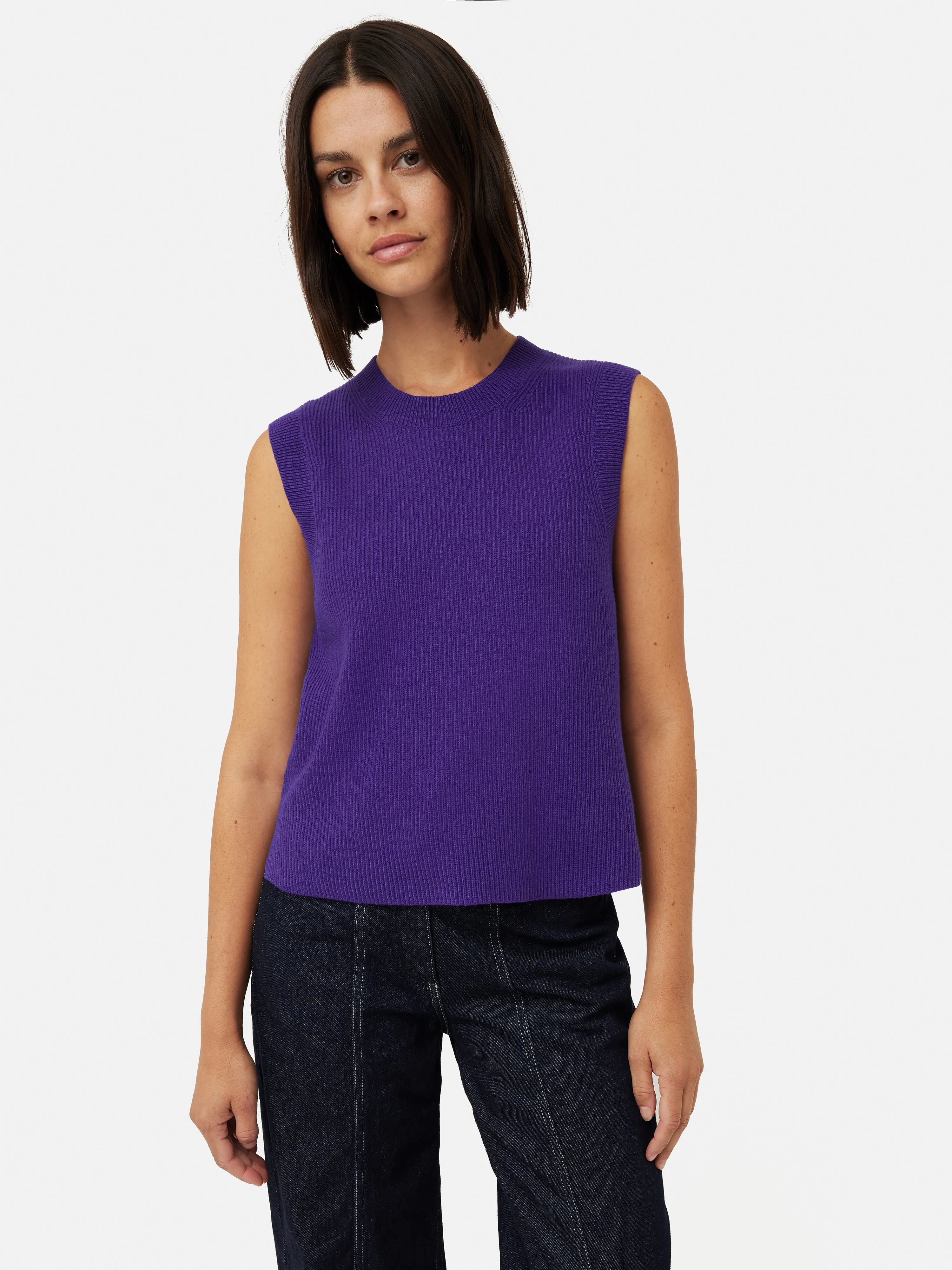 Cotton Blend Crew Tank | Purple