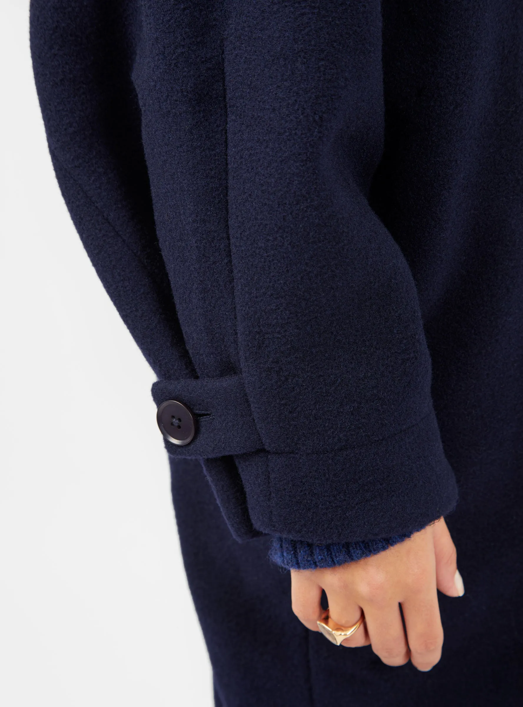 Cuffed Wool Coat Navy