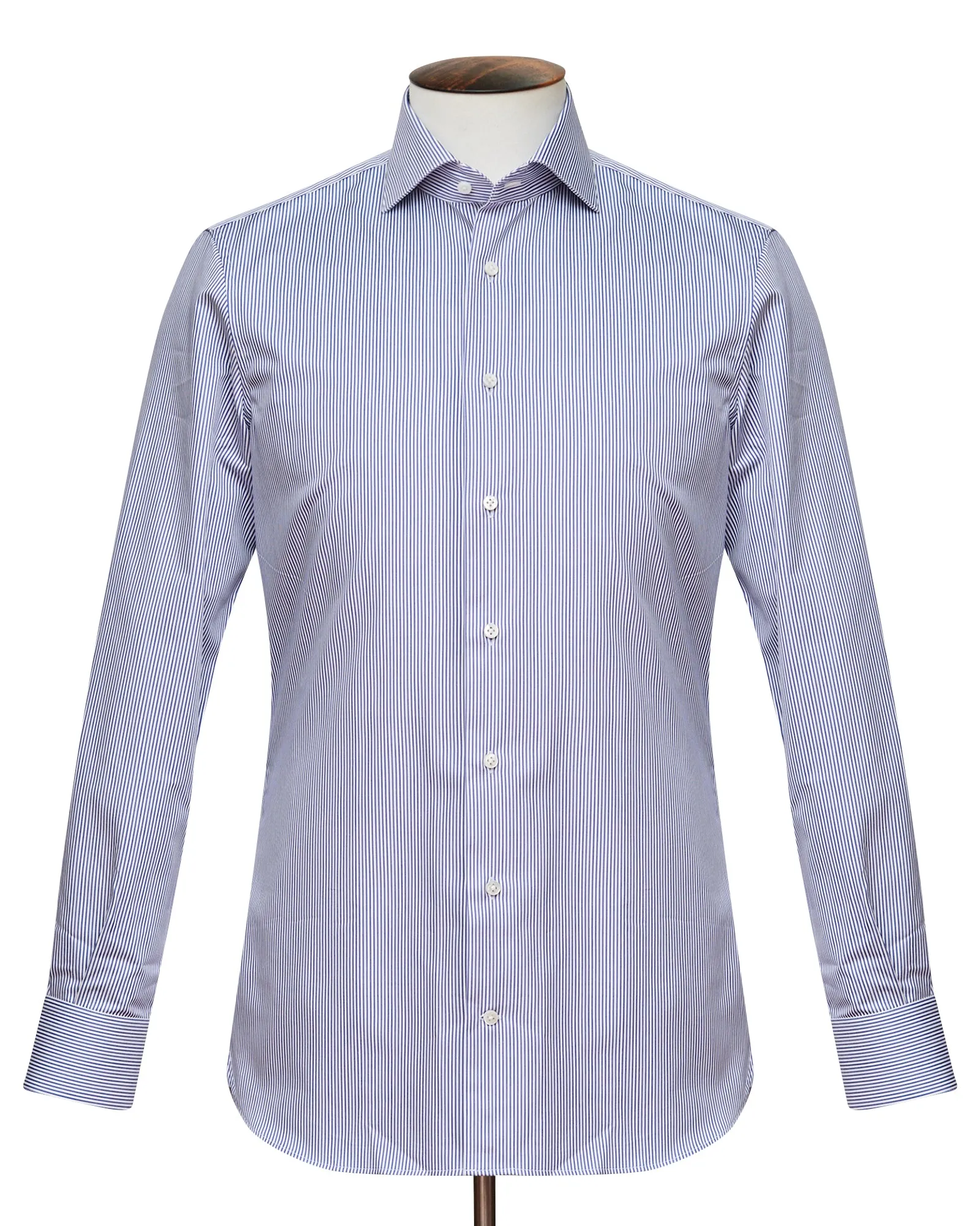 Deep Blue Stripe Cutaway Collar Shirt