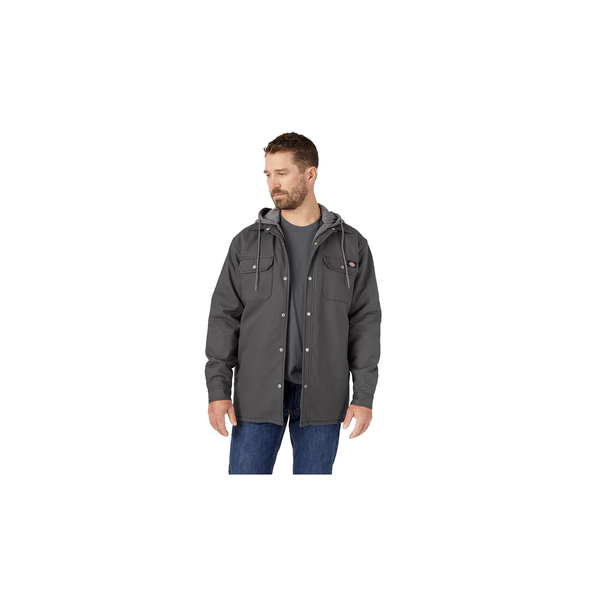 Dickies Fleece Hooded Duck Shirt Jacket Slate