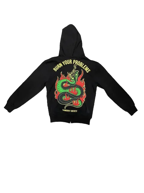 Doomsday Men's Burn Your Problems HDY0039ZBLK black hooded sweatshirt