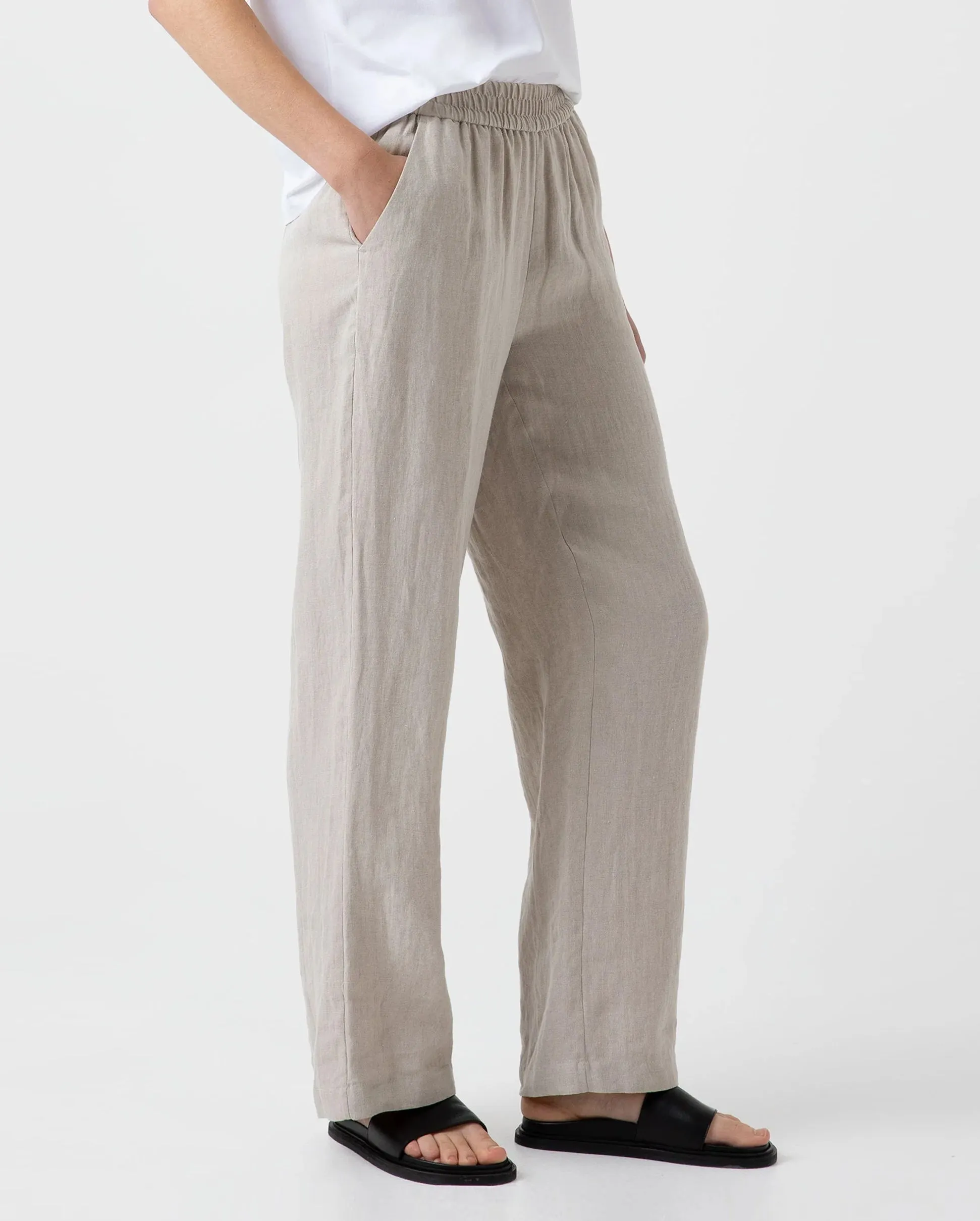 DRAWSTRING WIDE LEG TROUSER / LIGHT SAND