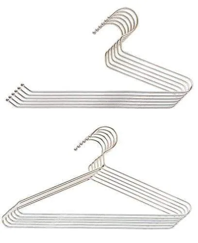 Embassy Stainless Steel Trouser / Saree Hangers (6 Pcs.) and Shirt Hangers (6 Pcs.), 36x19 cms & 38x19 cms