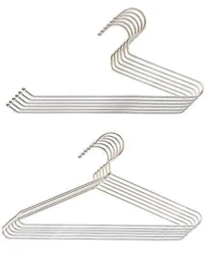 Embassy Stainless Steel Trouser / Saree Hangers (6 Pcs.) and Shirt Hangers (6 Pcs.), 36x19 cms & 38x19 cms