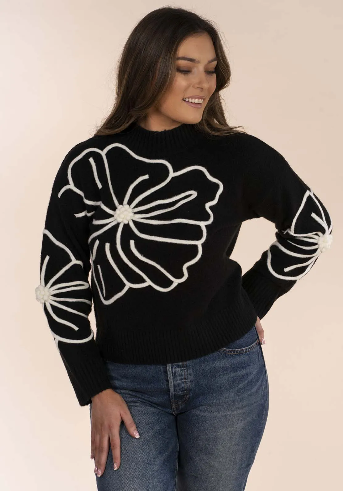 Flower Cornelle Sweater - Black