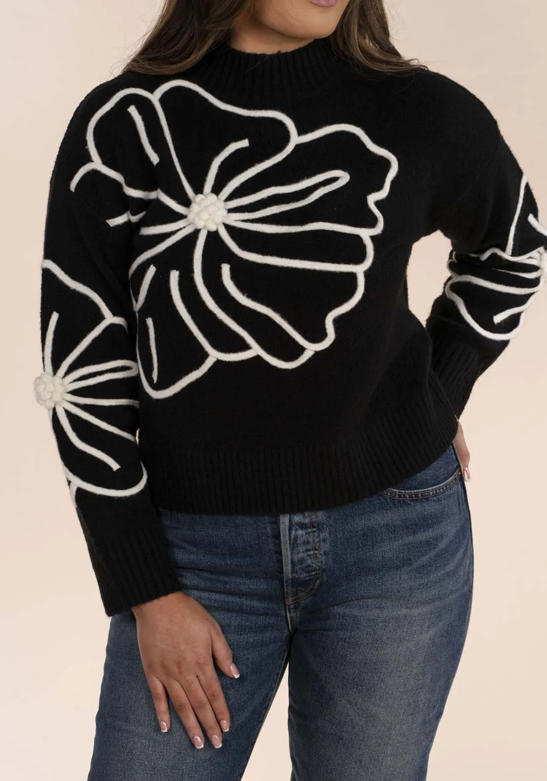 Flower Cornelle Sweater - Black