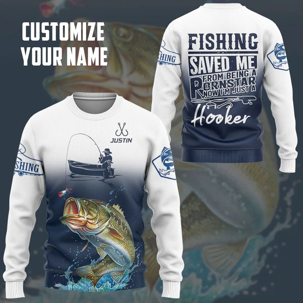 Gearhuman 3D Fishing Saved Me Custom Name Tshirt Hoodie Apparel