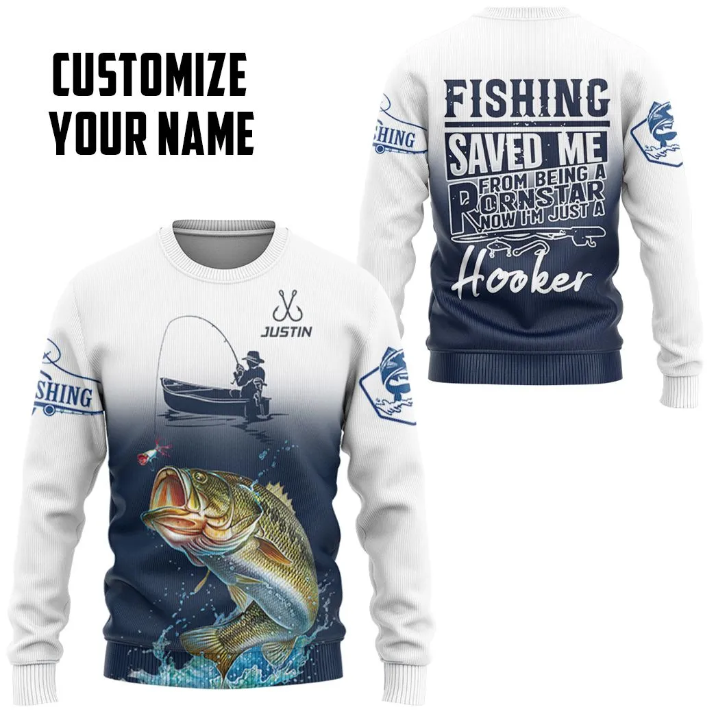 Gearhuman 3D Fishing Saved Me Custom Name Tshirt Hoodie Apparel