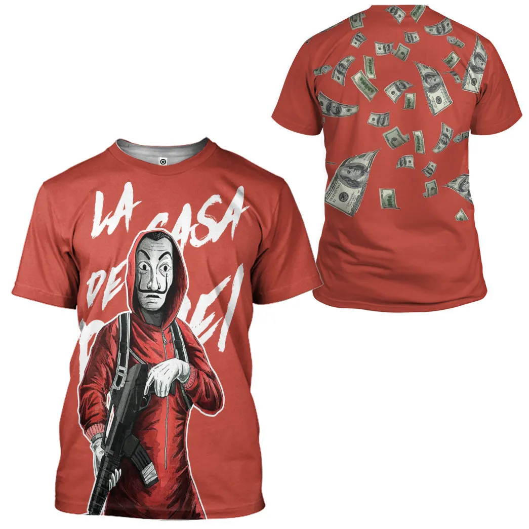 Gearhuman 3D Money Heist La Casa De Papel Custom Tshirt Hoodie Apparel