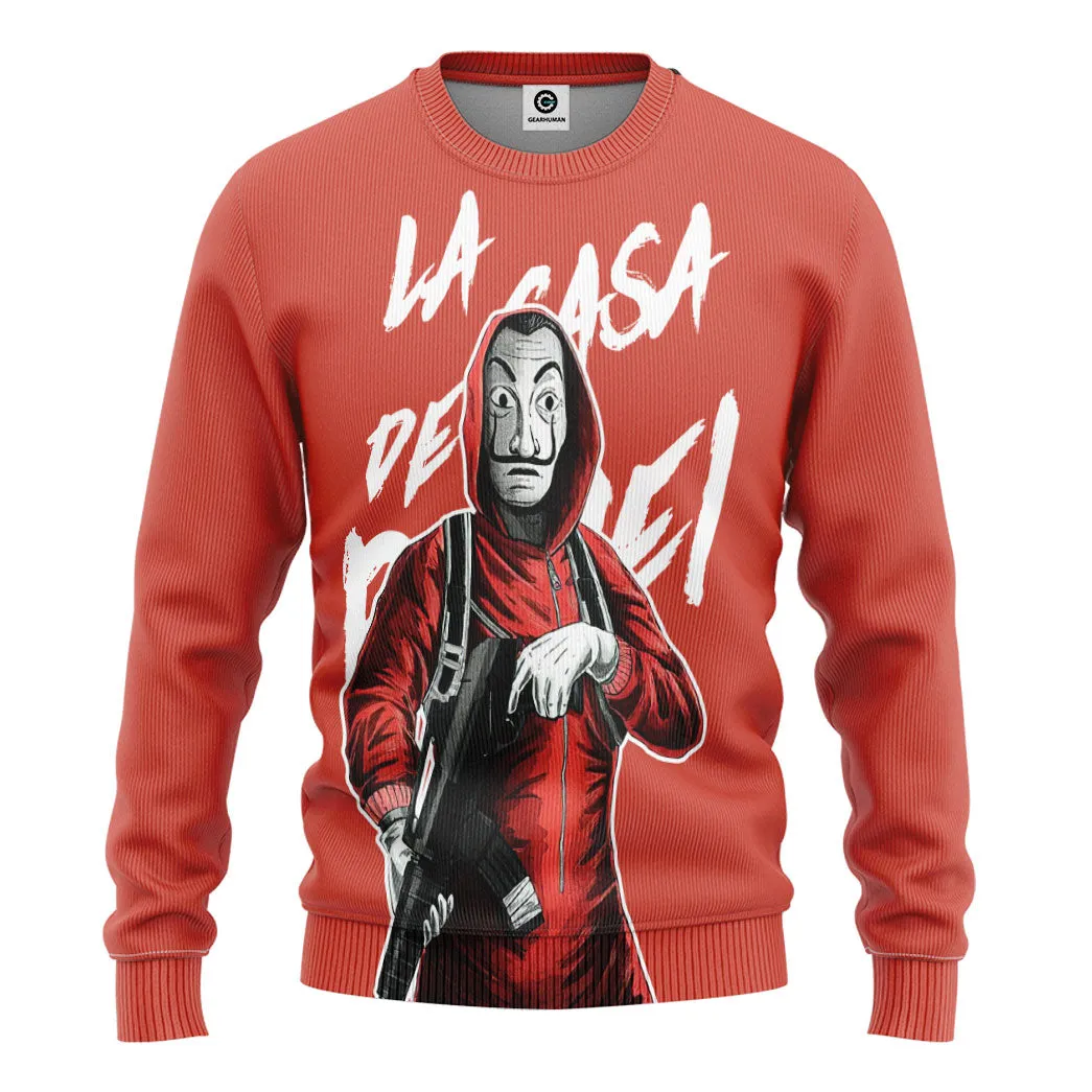 Gearhuman 3D Money Heist La Casa De Papel Custom Tshirt Hoodie Apparel