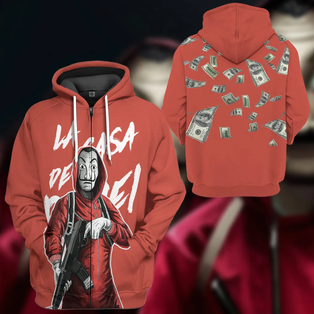 Gearhuman 3D Money Heist La Casa De Papel Custom Tshirt Hoodie Apparel