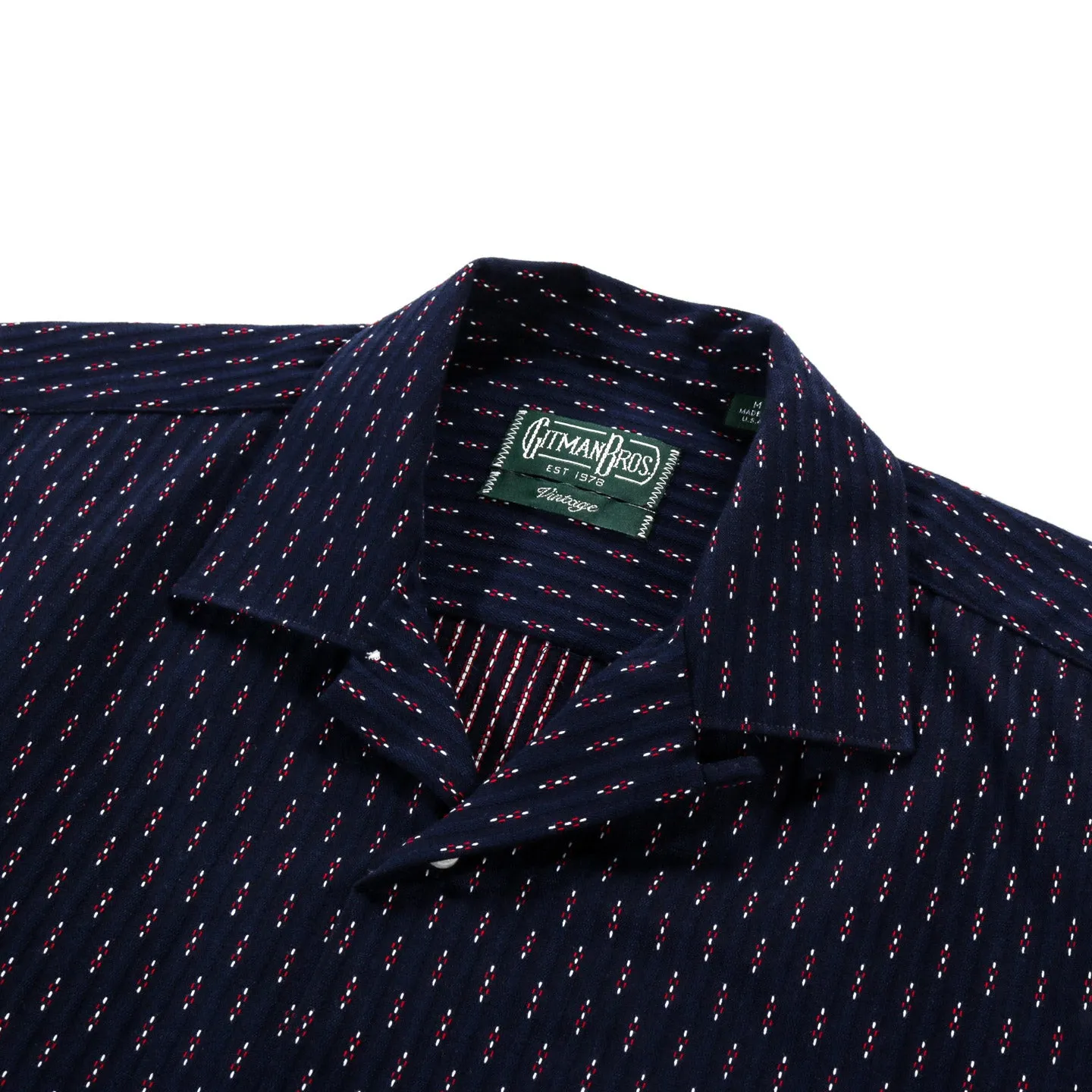 GITMAN VINTAGE CAMP SHIRT NAVY DEADSTOCK JAPANESE DOBBY