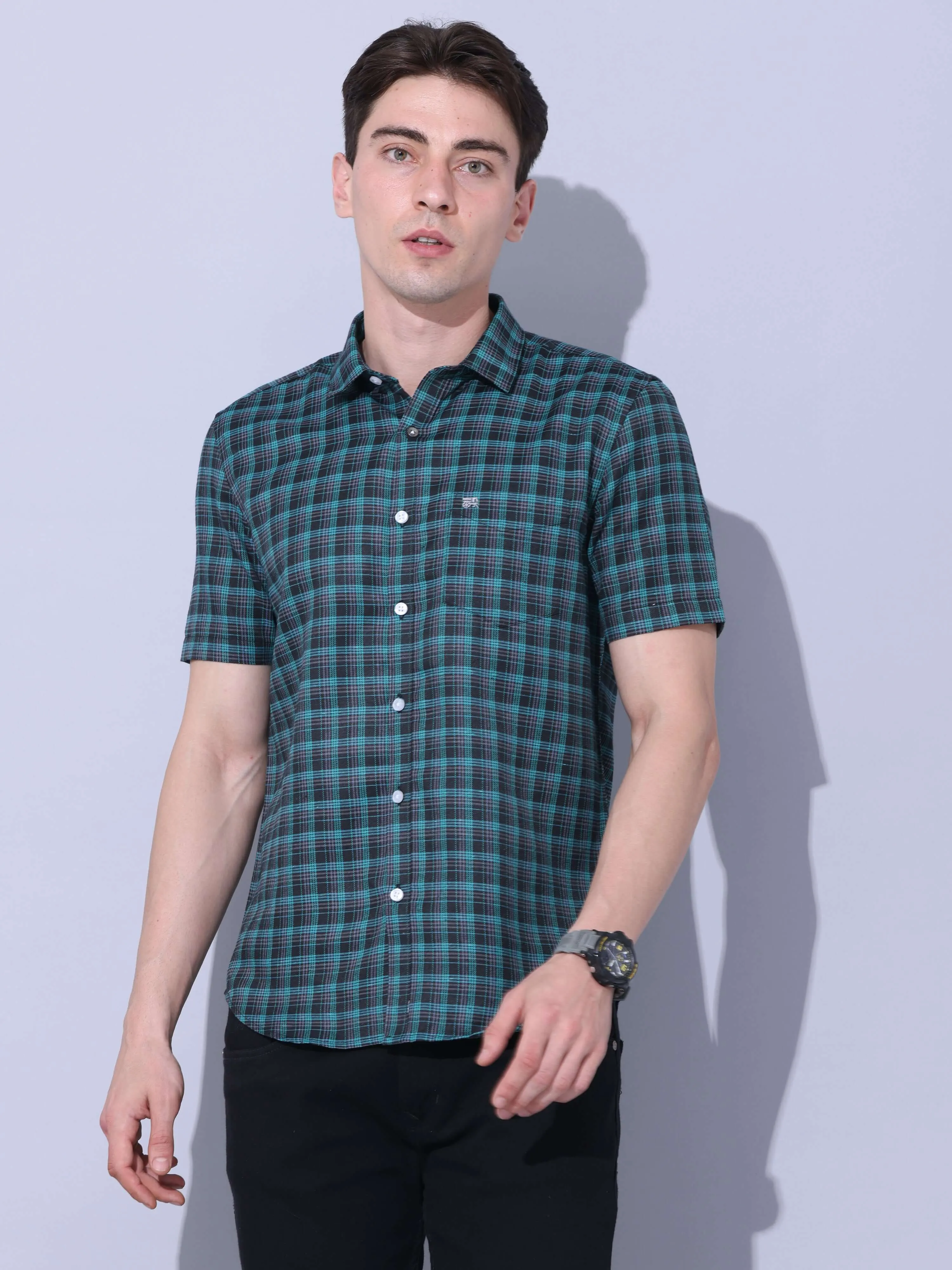 Green Check Casual Shirt