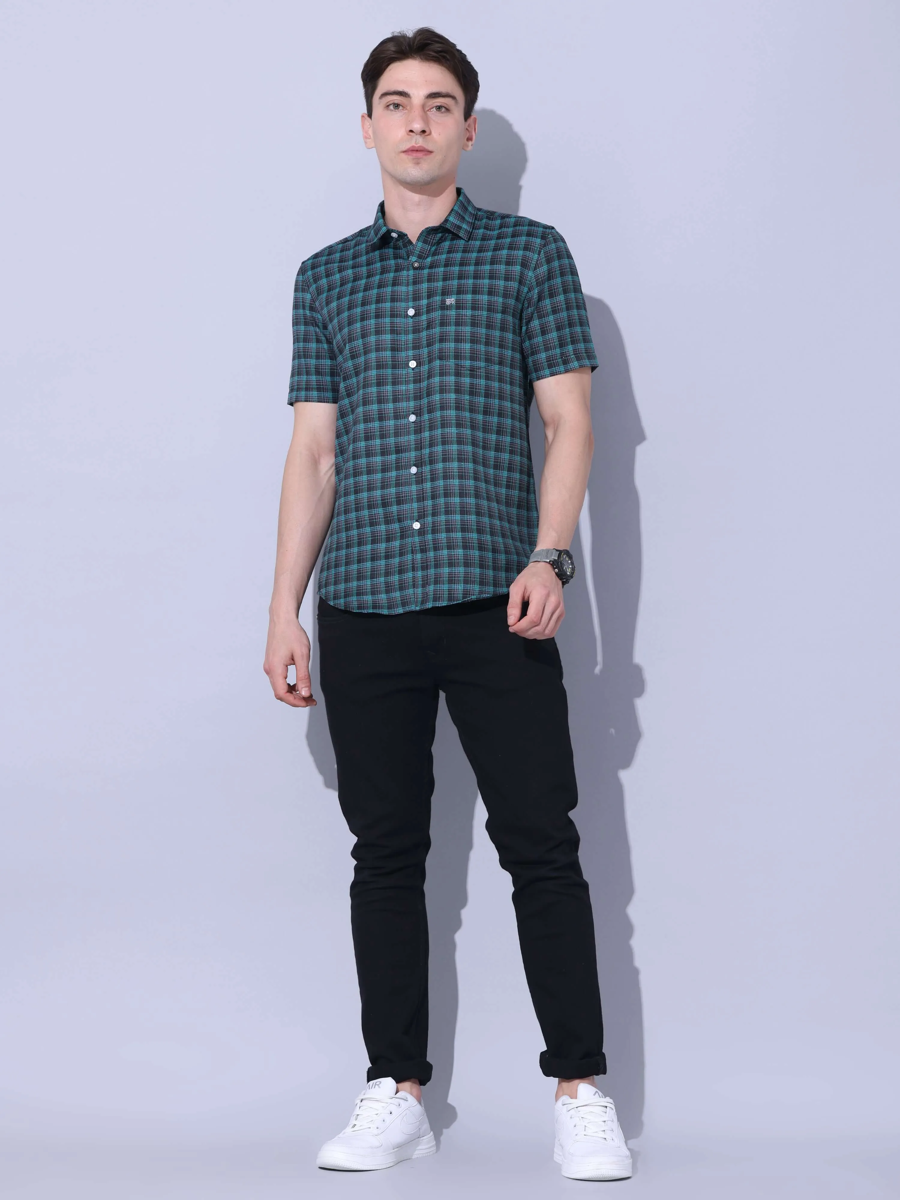 Green Check Casual Shirt