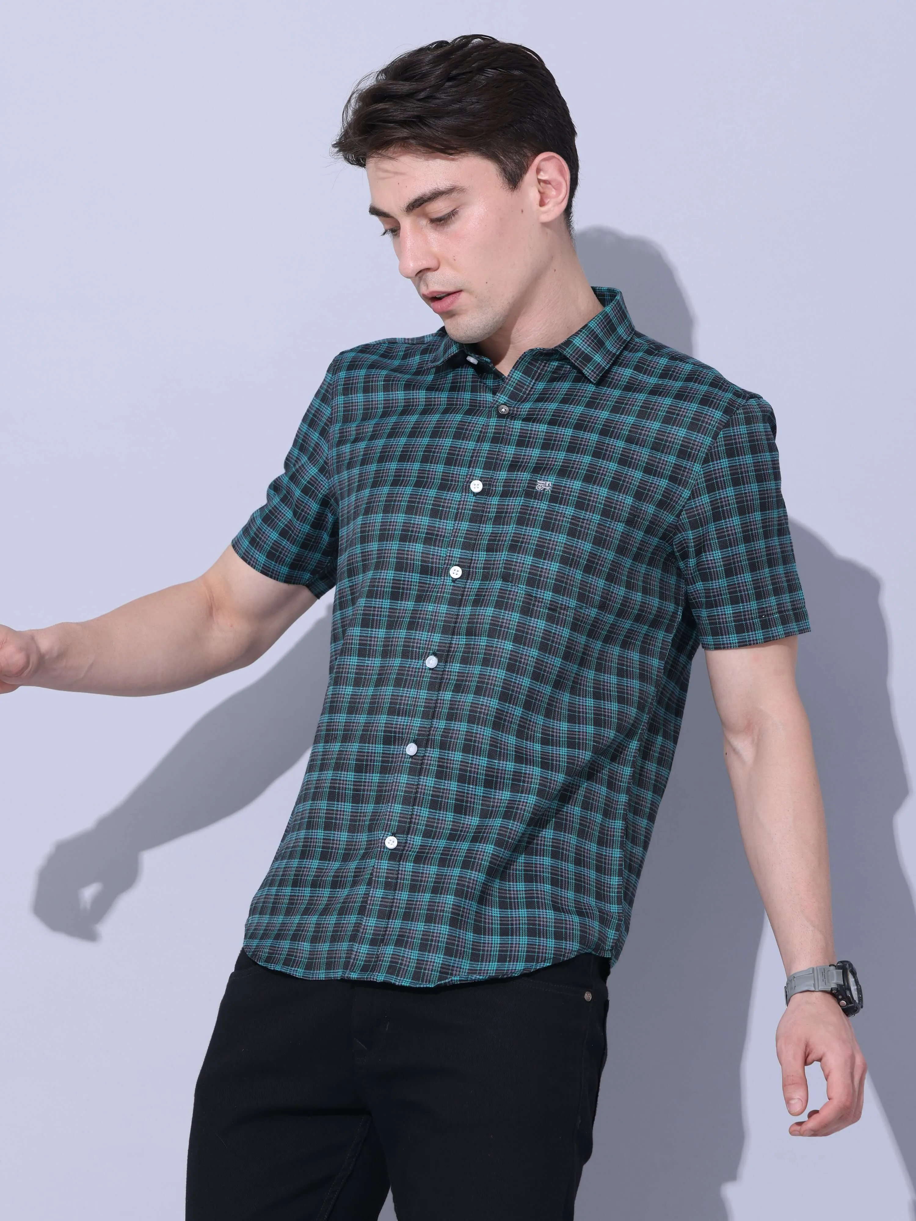 Green Check Casual Shirt