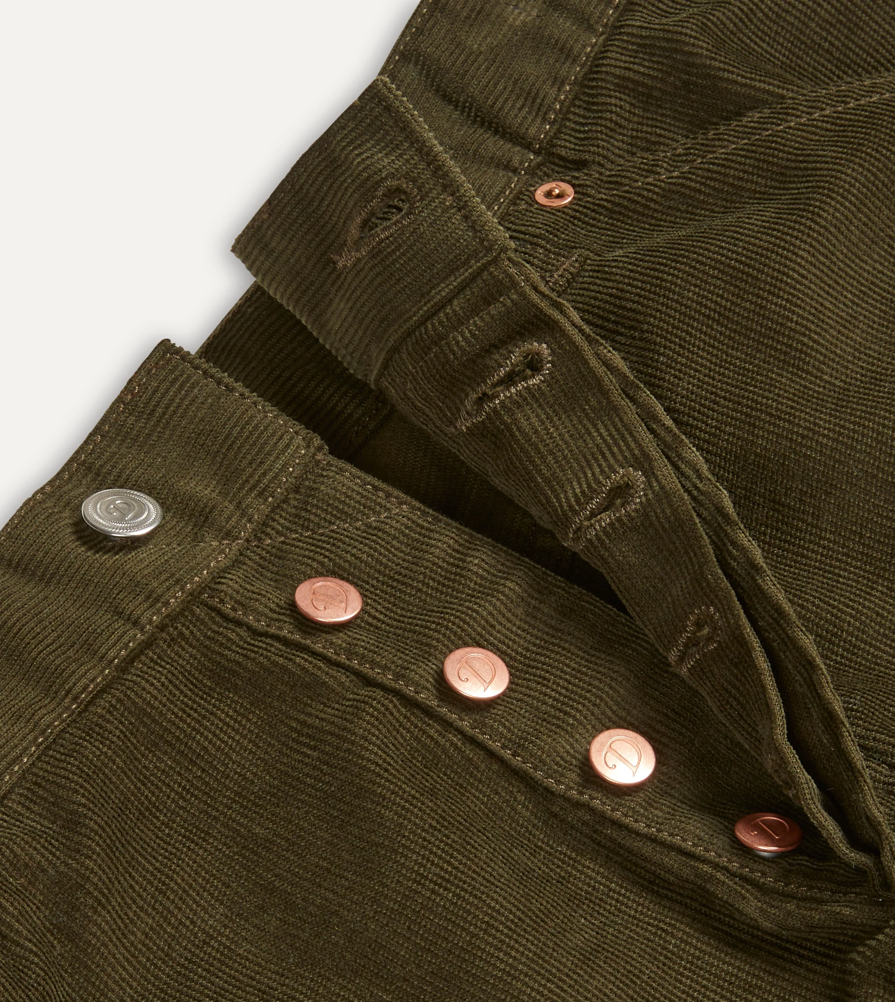 Green Japanese Selvedge Needlecord Five-Pocket Trousers