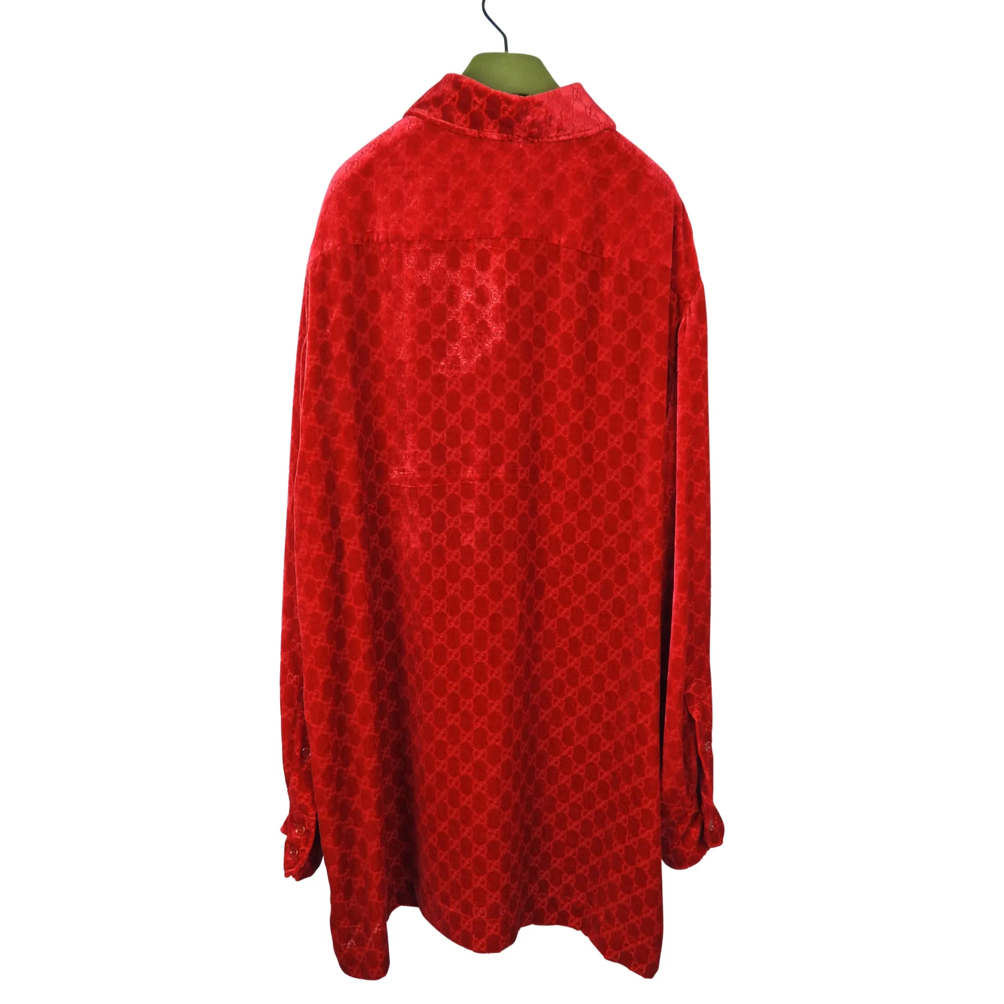 Gucci red velvet Monogram Devore Oversized Shirt - L