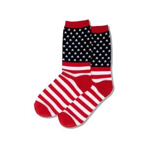 HOTSOX Women's American Flag Crew Socks