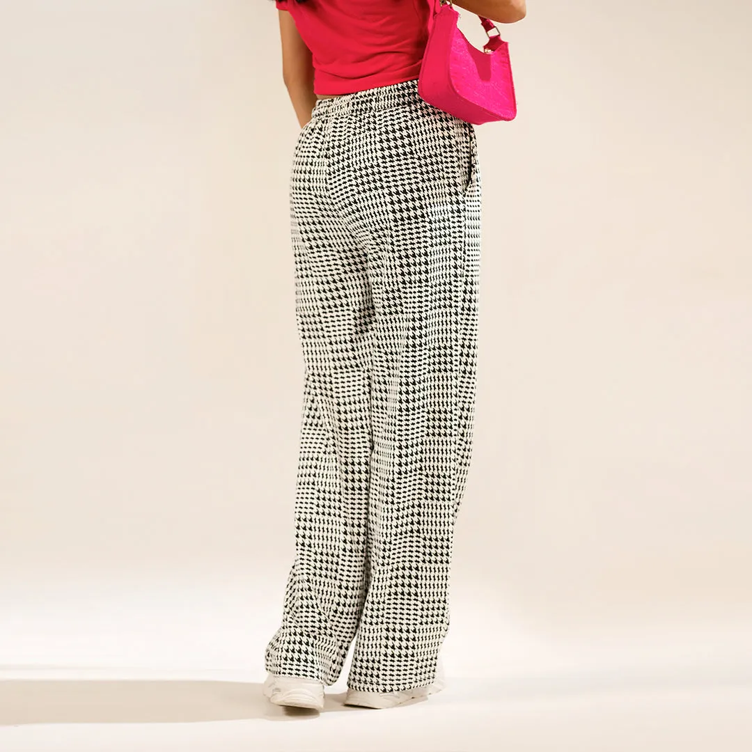 Houndstooth Wide Leg Unisex Trouser