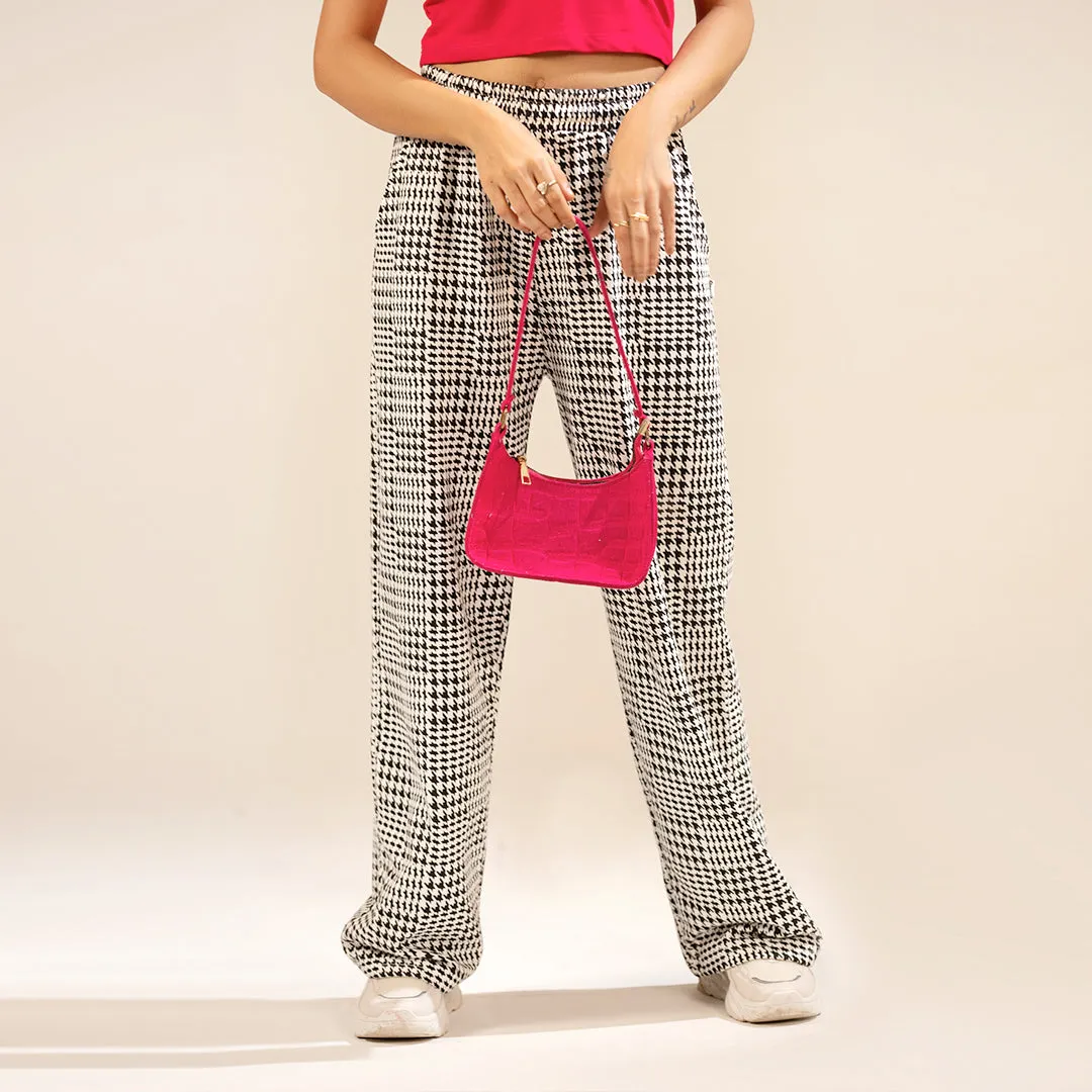 Houndstooth Wide Leg Unisex Trouser