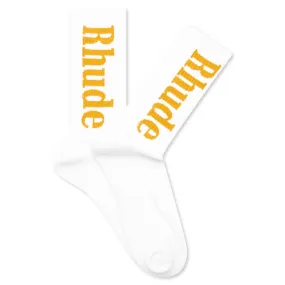 Logo Sock - White/Mustard