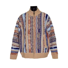 Men's Cigar Sweater | Zip Closure Sweater Jacket | Cream