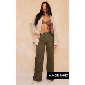 (Minor Fault) Khaki Tailored Wide Leg Trousers