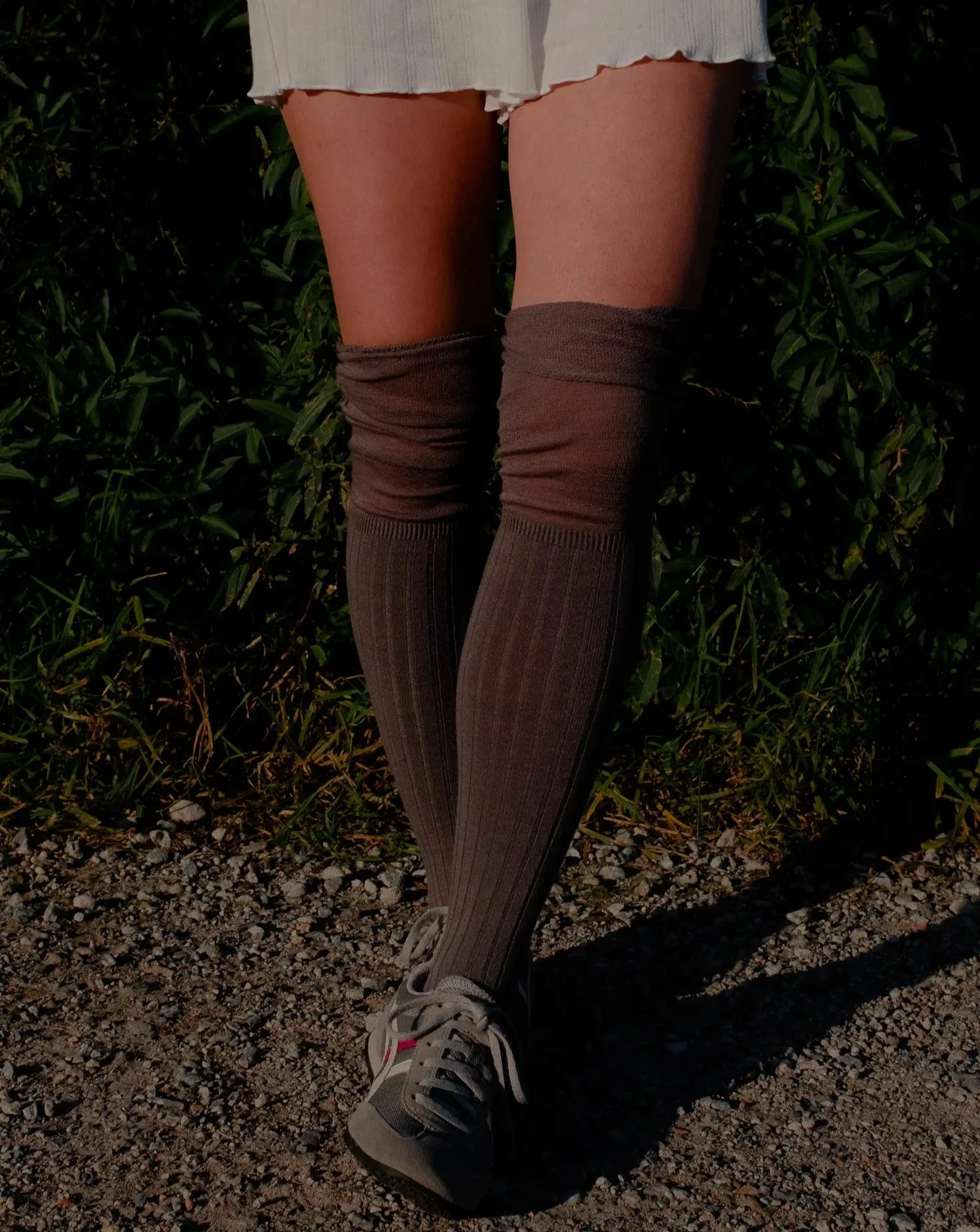 Non Private - Knee High Layered Socks - Charcoal