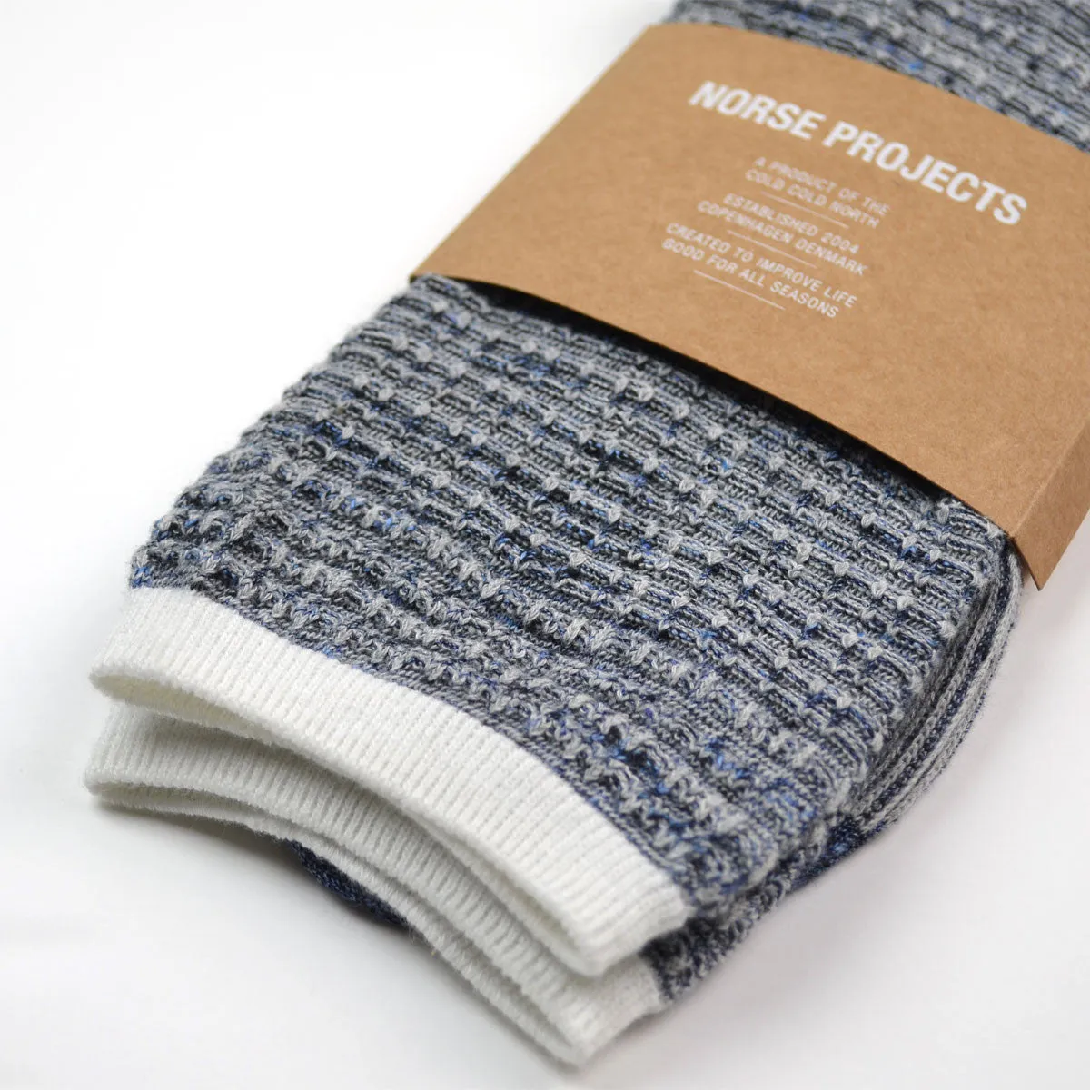 Norse Projects - Bjarki Denim Stitch Socks - Blue Melange