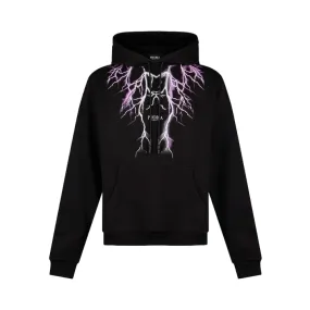 Phobia men's hoodie with purple and gray lightning PH00443PUGR black