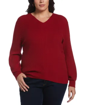 Plus Size Essential Ribbed V-Neck Sweater