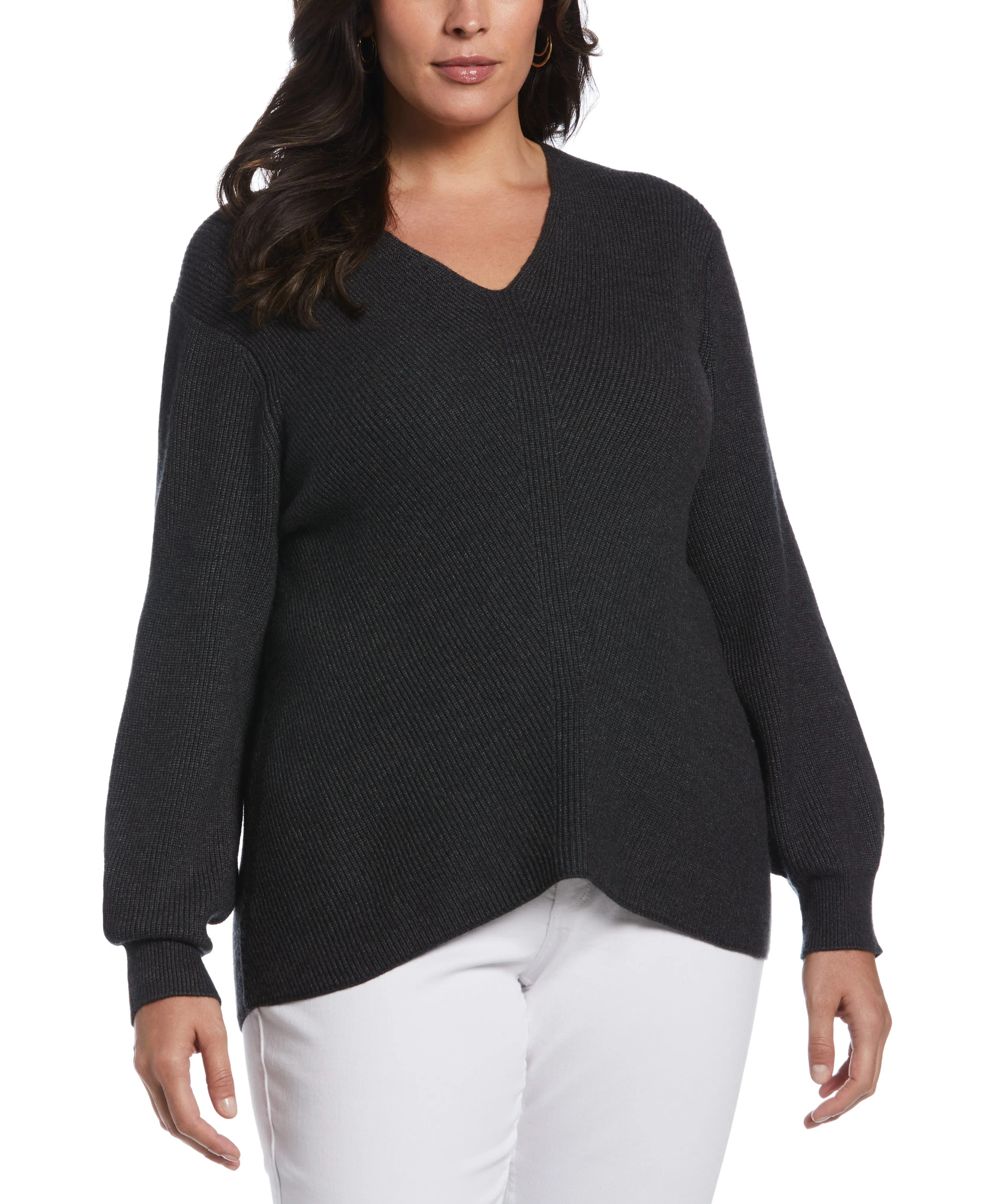 Plus Size Essential Ribbed V-Neck Sweater