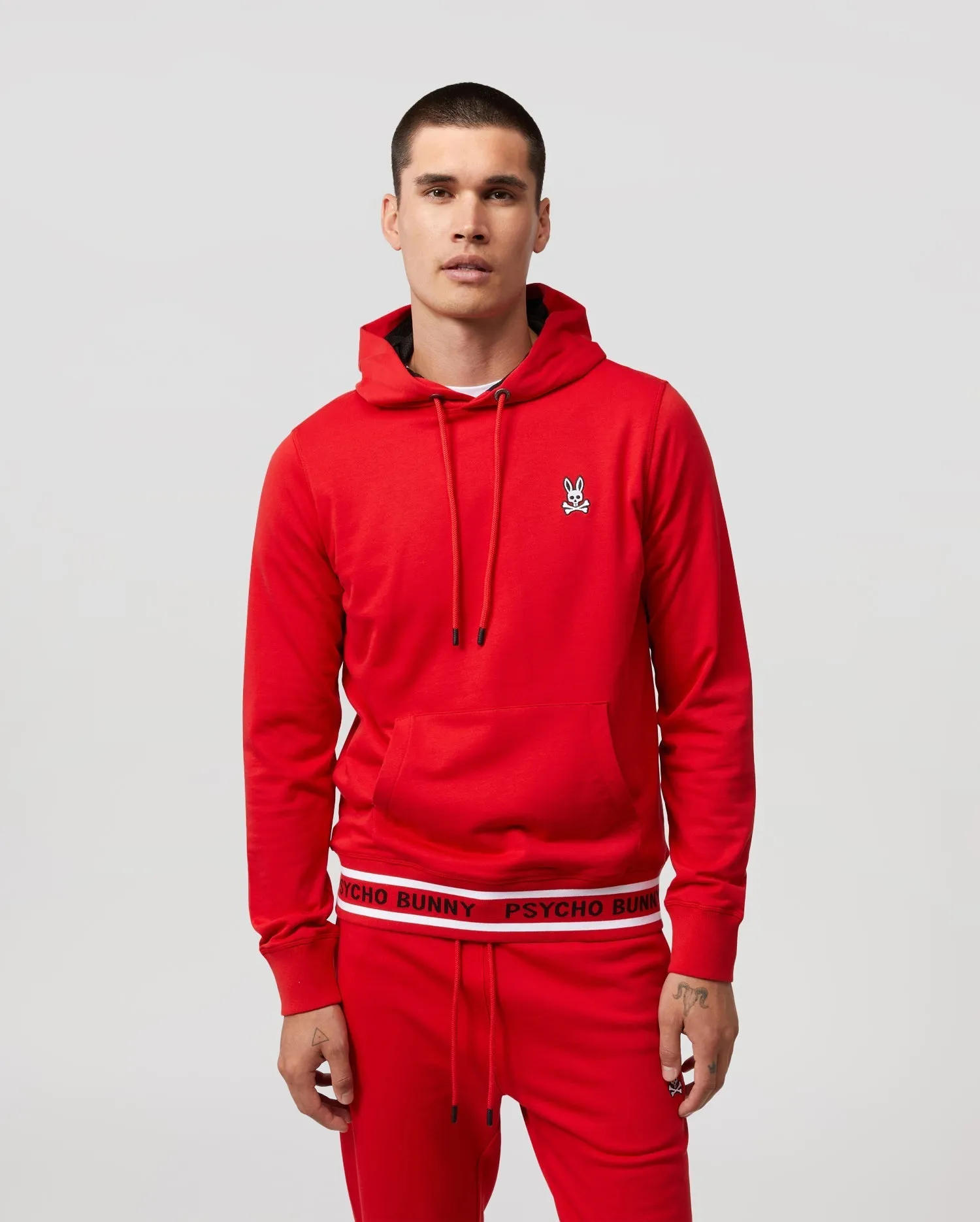 Psycho Bunny Mens Burks Popover Hoodie - Brilliant Red