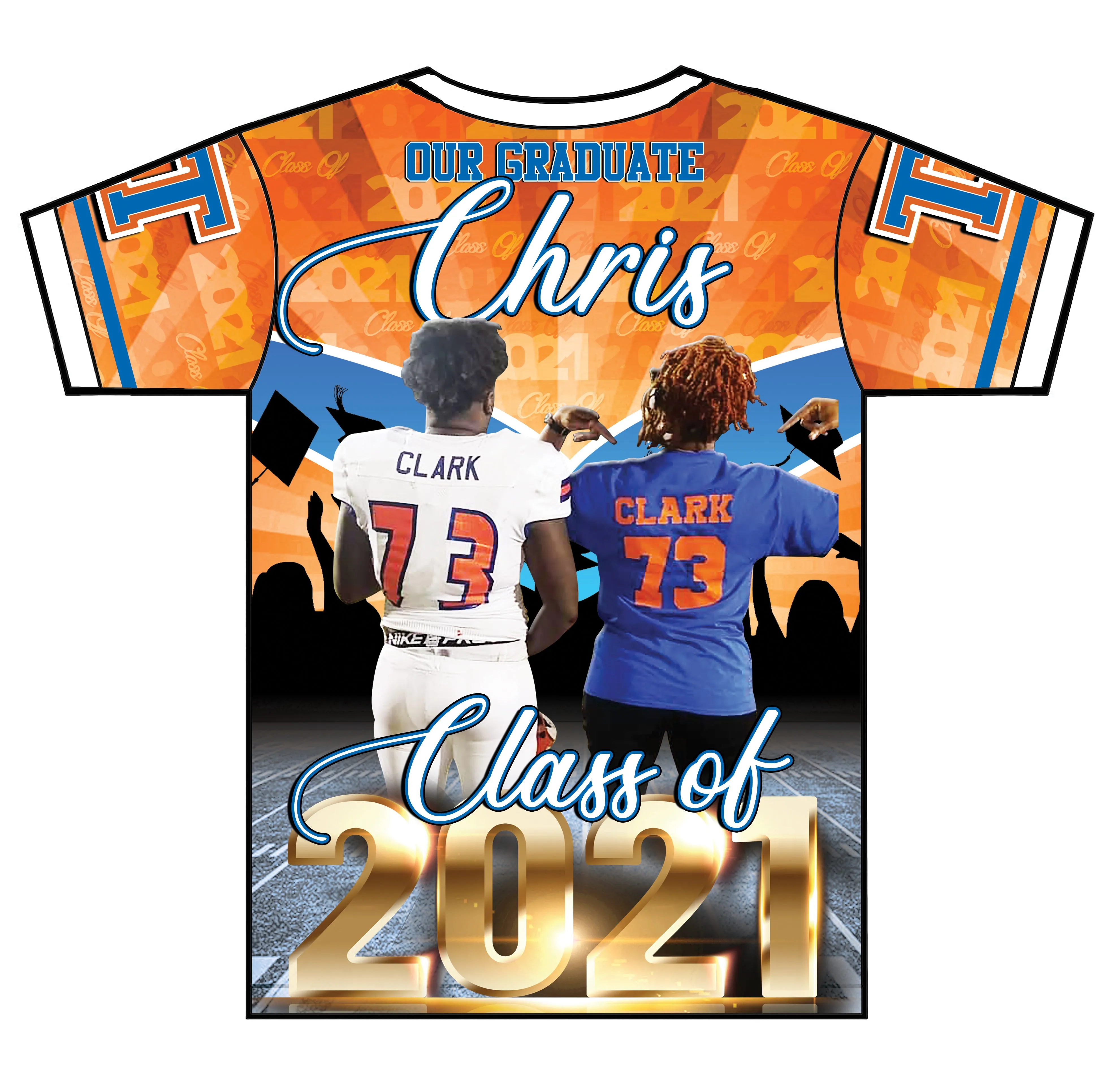 "Chris Clark" Custom Designed Graduation 3D shirt