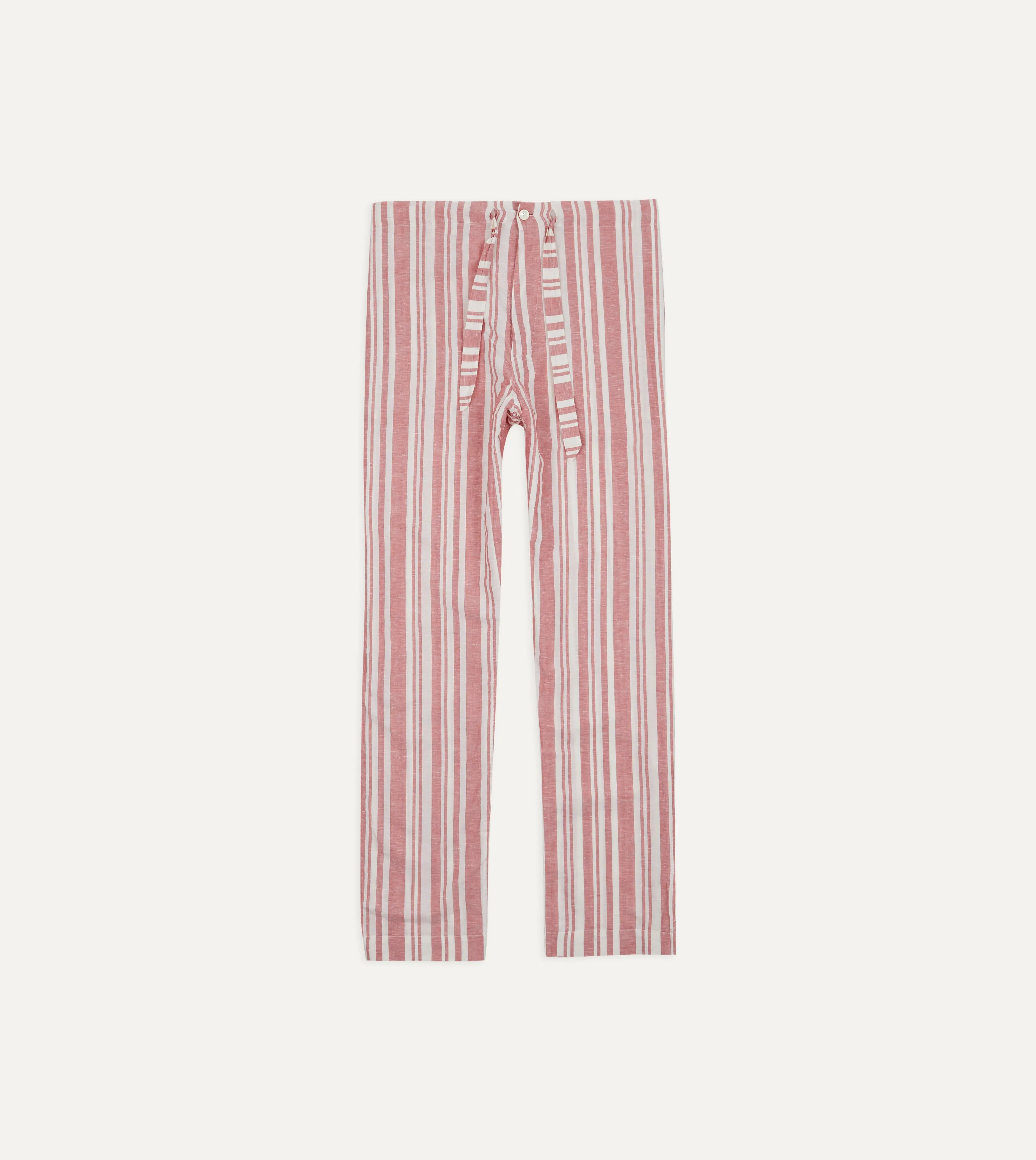 Red and White Stripe Linen Pyjama Set