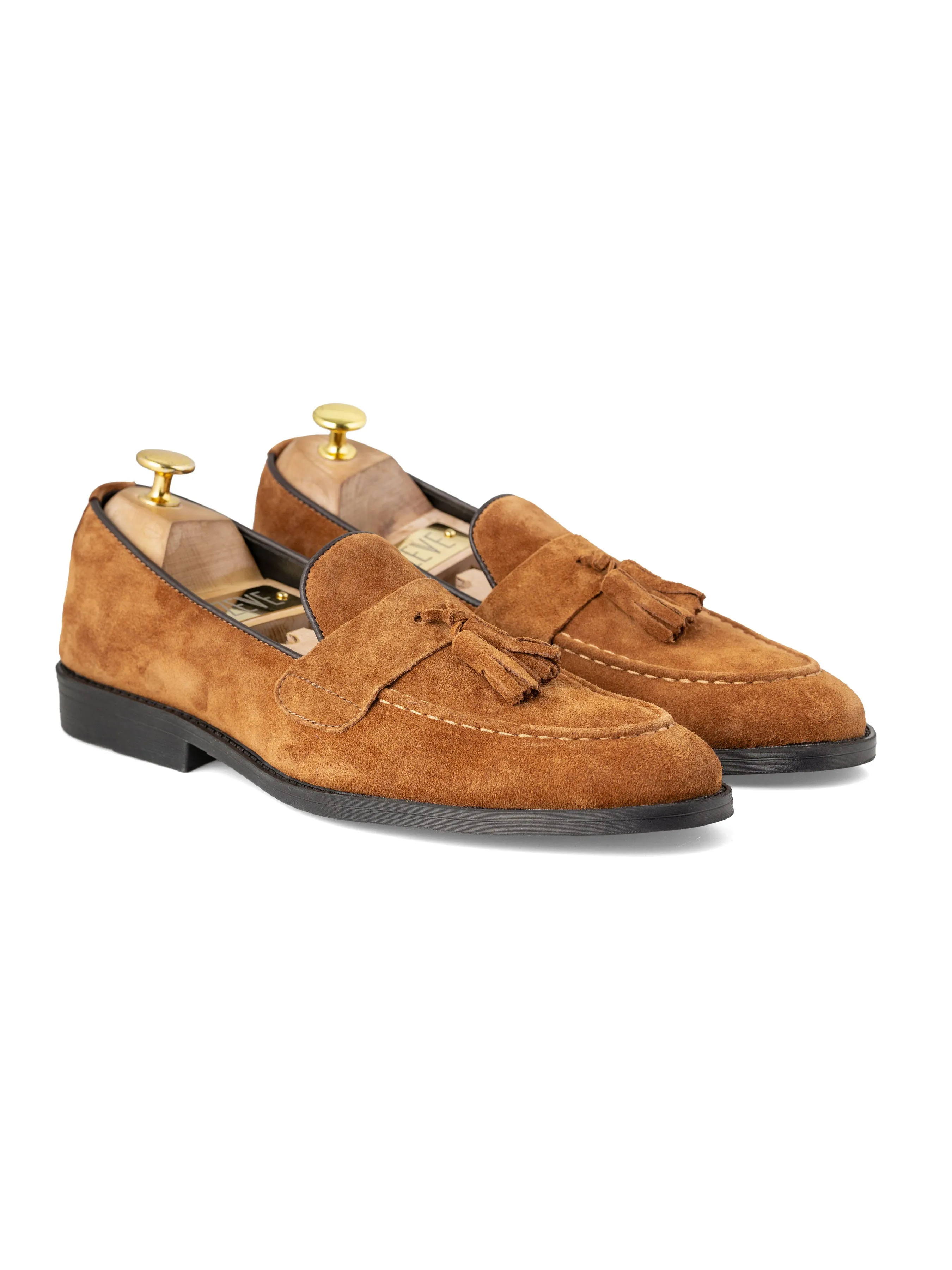 Rocky Tassel Loafer - Camel Suede Leather (Flexi-Sole)