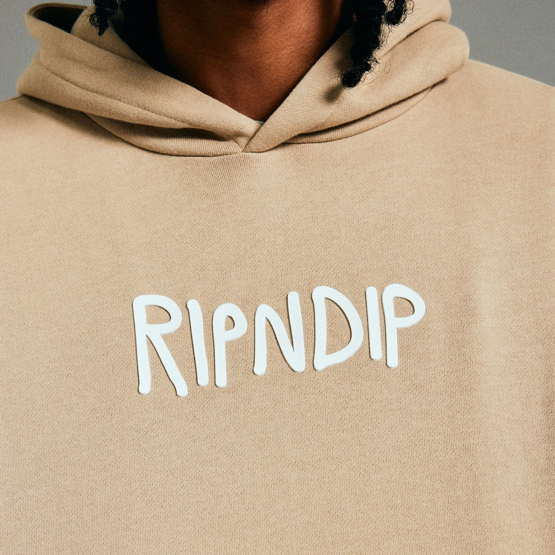 Rubber Logo Hoodie (Sand)