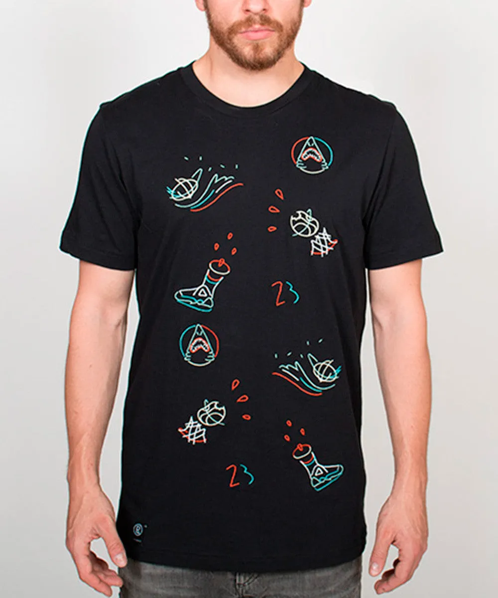 SHARKY AQUA BLACK TEE