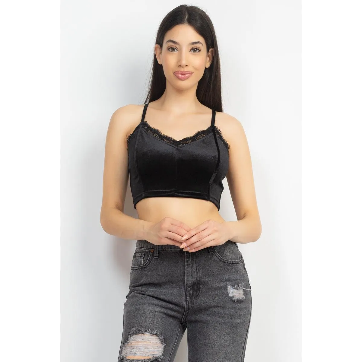 Sleeveless Corset Velvet Crop Top