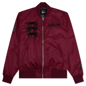 Stacked Pets Varsity Jacket - Deep Red