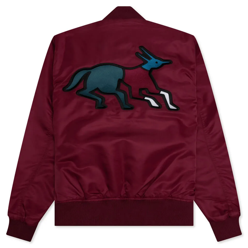 Stacked Pets Varsity Jacket - Deep Red